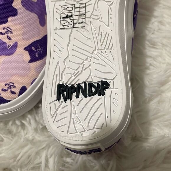 Ripndip purple camo lord nermal cat flipping off meme loafer skater shoe size 5 - Picture 6 of 10